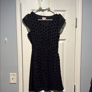 Maison Jules Black Dress with Velvet Polka Dots